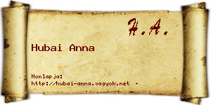 Hubai Anna névjegykártya